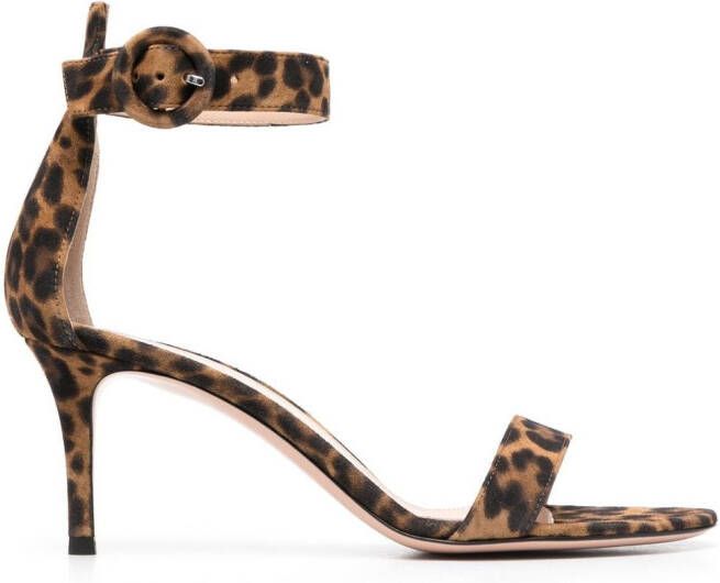 Gianvito Rossi Sandalen met luipaardprint Bruin