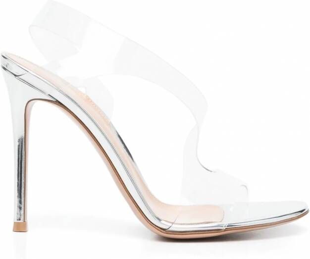 Gianvito Rossi Sandalen met metallic hak Zilver