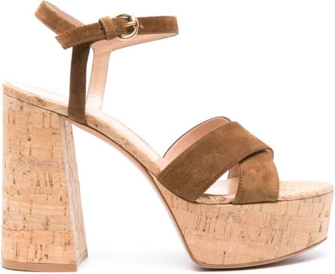 Gianvito Rossi Sandalen met plateauzool Bruin