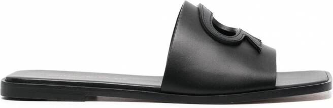 Gianvito Rossi Sandalen met reliëf logo Zwart