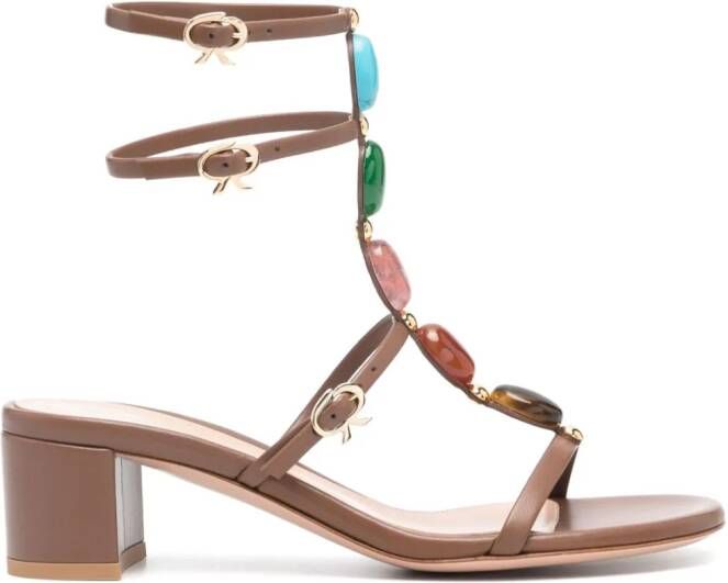 Gianvito Rossi Shamali 55mm leren sandalen Bruin