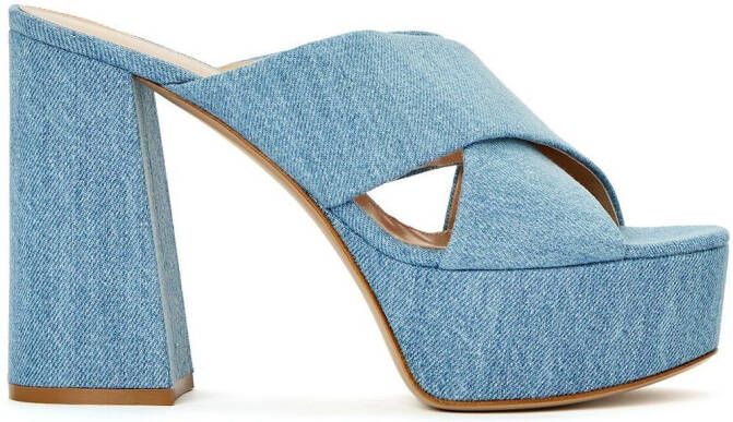 Gianvito Rossi Sheridan denim muiltjes Blauw