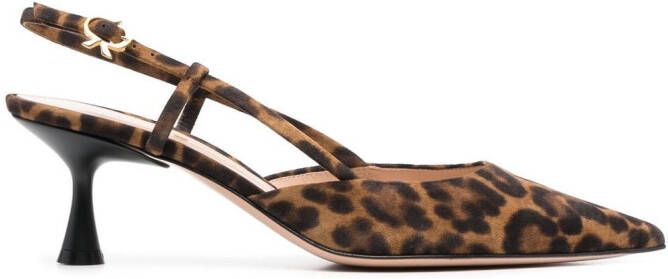 Gianvito Rossi Slingback pumps met luipaardprint Bruin