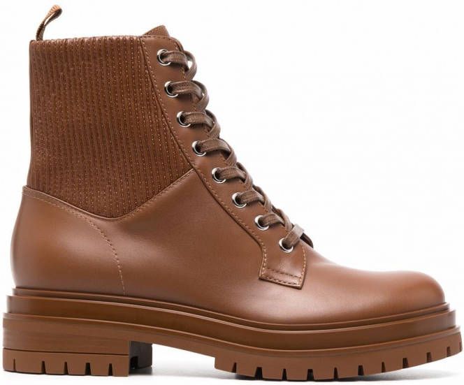 Gianvito Rossi Enkellaarzen met sokstijl Bruin