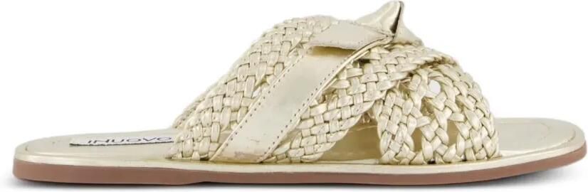 Gibaldi Gevlochten metallic platte sandalen Goud