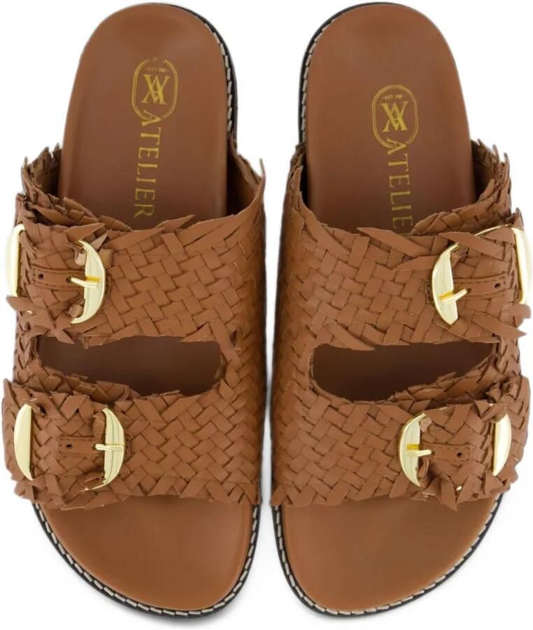 Gibaldi Knot geweven sandalen met gespsluiting Bruin