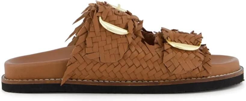 Gibaldi Knot geweven sandalen met gespsluiting Bruin - Foto 4