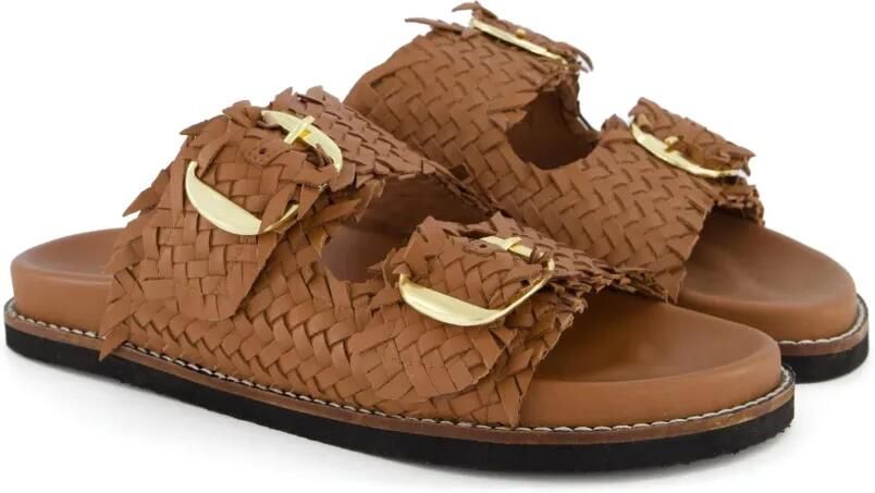 Gibaldi Knot geweven sandalen met gespsluiting Bruin - Foto 3