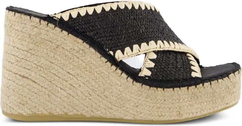 Gibaldi Sofia sandalen met raffia-effect en gekruiste bandjes Zwart - Foto 4