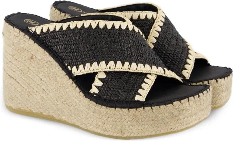 Gibaldi Sofia sandalen met raffia-effect en gekruiste bandjes Zwart - Foto 3