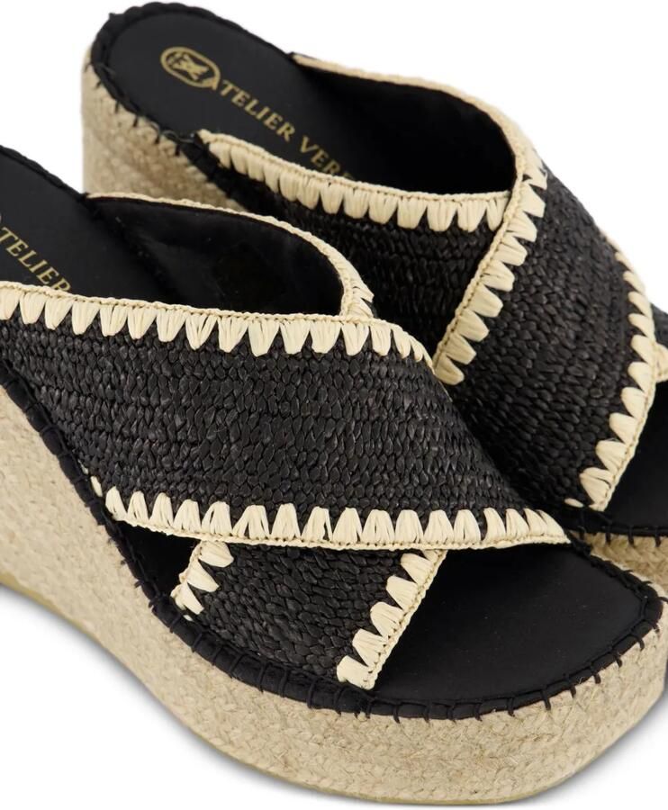 Gibaldi Sofia sandalen met raffia-effect en gekruiste bandjes Zwart - Foto 2