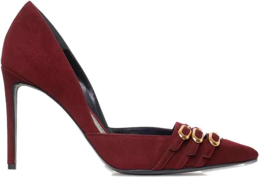 GINISSIMA 100 mm Gina suède pumps met gesp Rood