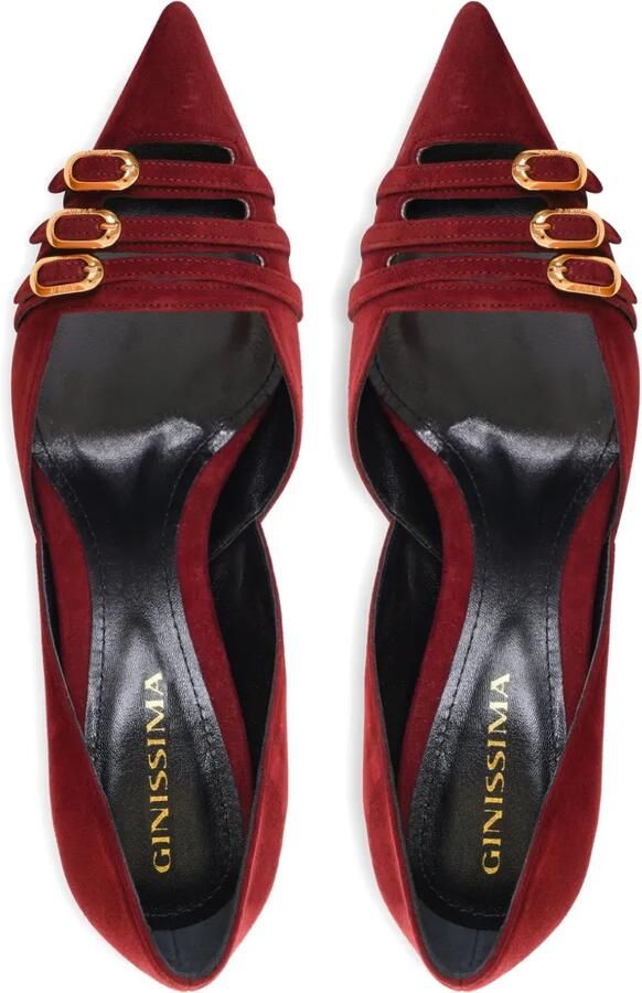 GINISSIMA 100 mm Gina suède pumps met gesp Rood - Foto 4