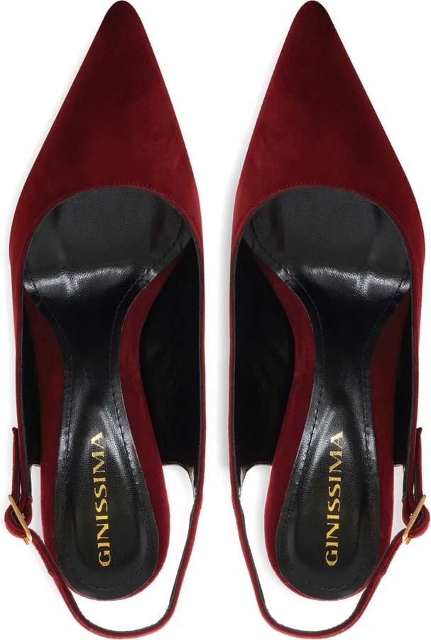 GINISSIMA 100 mm Lavinia suède slingbacks pumps Rood - Foto 3