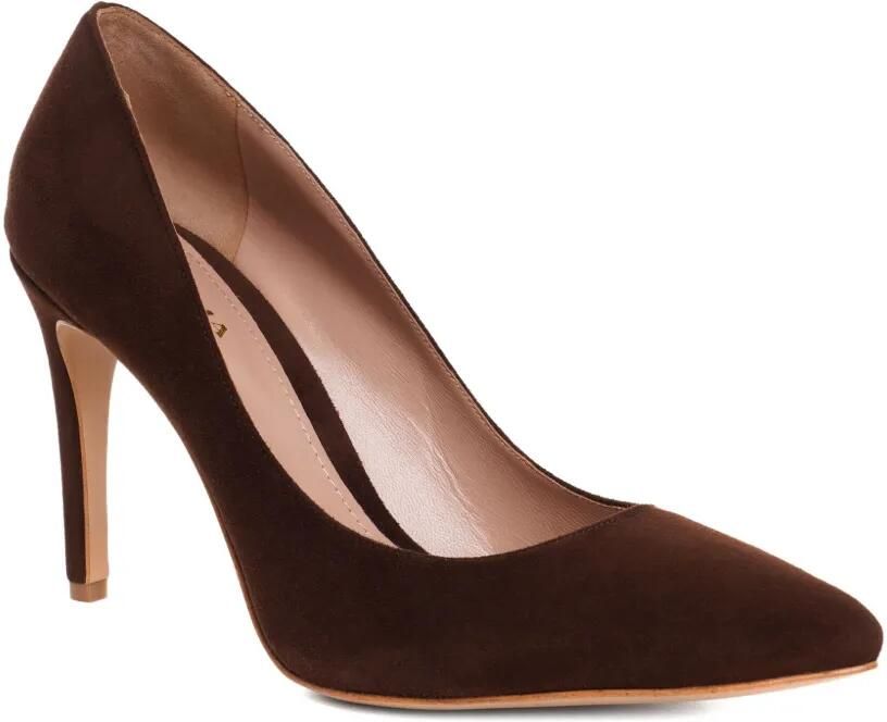 GINISSIMA 95 mm Alice suède pumps met puntige neus Bruin