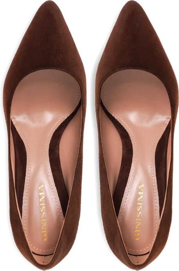 GINISSIMA 95 mm Alice suède pumps met puntige neus Bruin - Foto 3