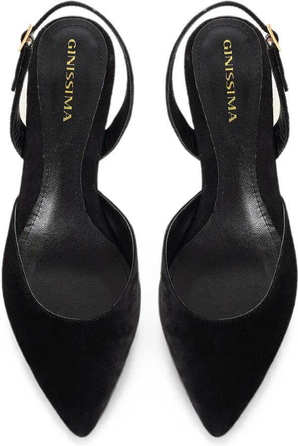 GINISSIMA Alice slingback pumps met puntige neus Zwart - Foto 3