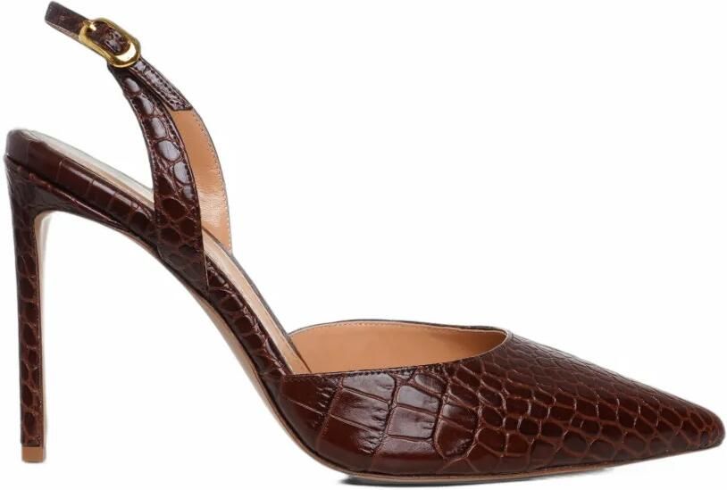 GINISSIMA Ami crocodile-effect slingback pumps Bruin