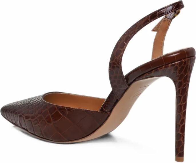 GINISSIMA Ami crocodile-effect slingback pumps Bruin - Foto 4
