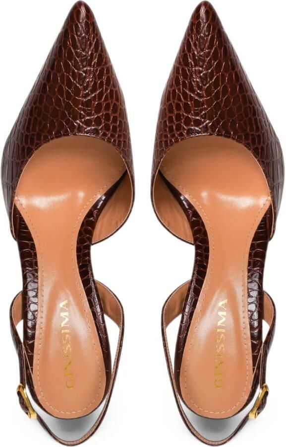 GINISSIMA Ami crocodile-effect slingback pumps Bruin - Foto 3