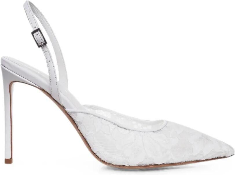 GINISSIMA Ines slingback pumps met bloemenkant Wit