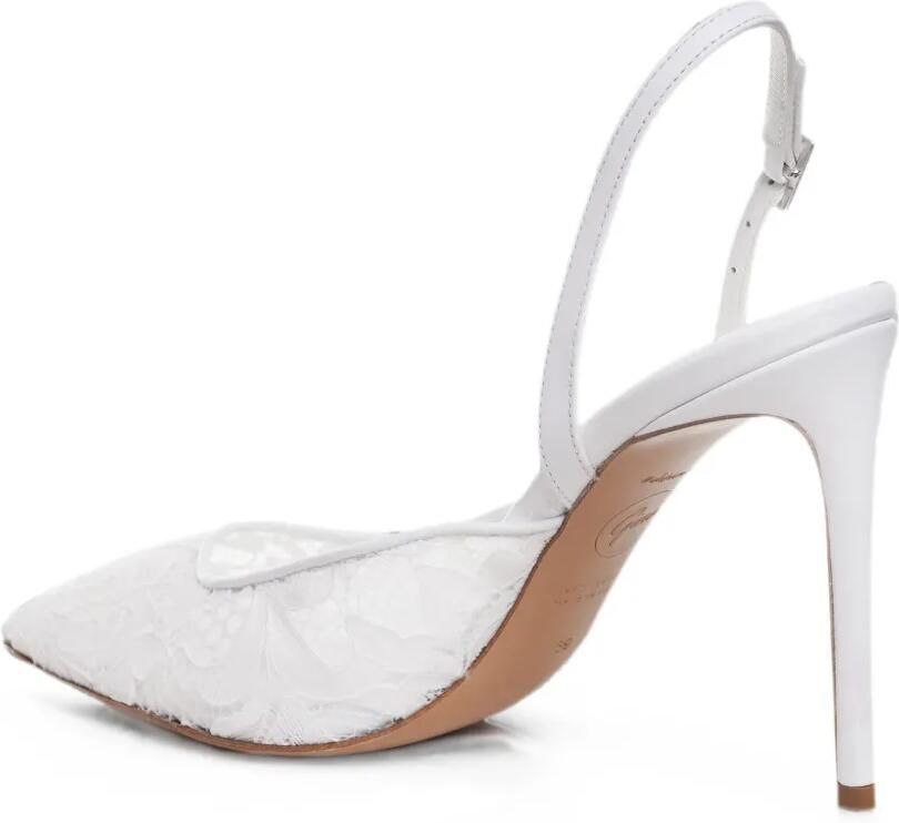 GINISSIMA Ines slingback pumps met bloemenkant Wit - Foto 2