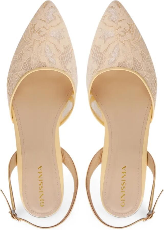GINISSIMA Ines slingback pumps met kant Beige - Foto 2