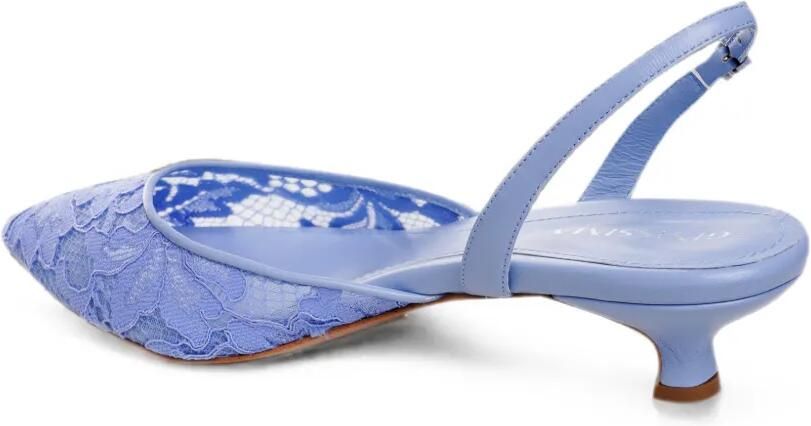 GINISSIMA Ines slingback pumps met kant Blauw - Foto 4