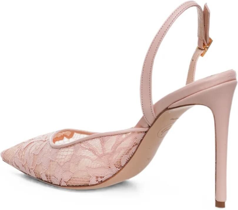 GINISSIMA Ines slingback pumps met kant Roze