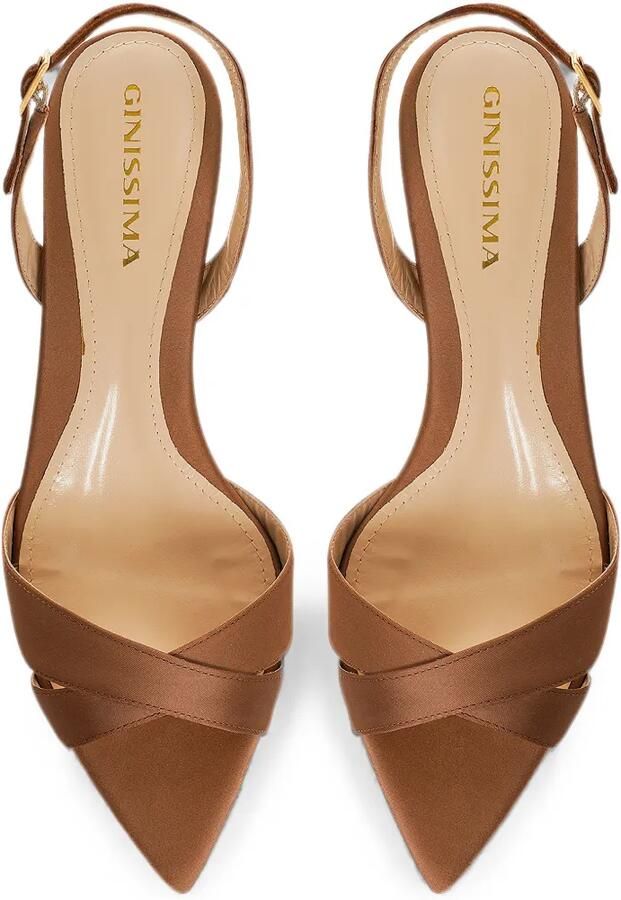 GINISSIMA Slingback sandalen met puntige neus Bruin - Foto 3