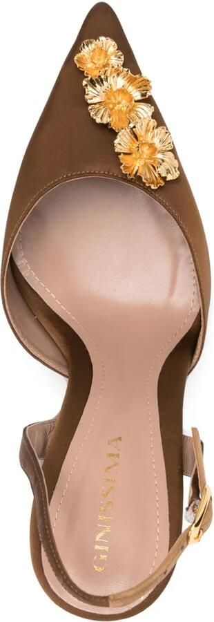 GINISSIMA x Moogu 100 mm pumps met bloemenpatch en hak Bruin - Foto 4