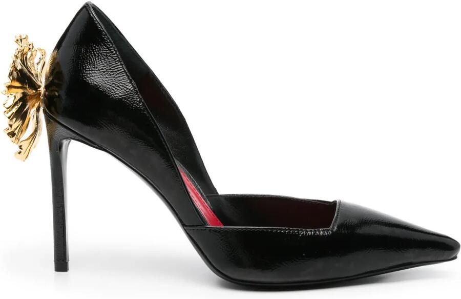 GINISSIMA x Moogu 100 mm pumps met bloemenpatch en hak Zwart