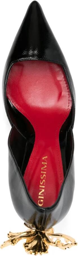 GINISSIMA x Moogu 100 mm pumps met bloemenpatch en hak Zwart - Foto 4