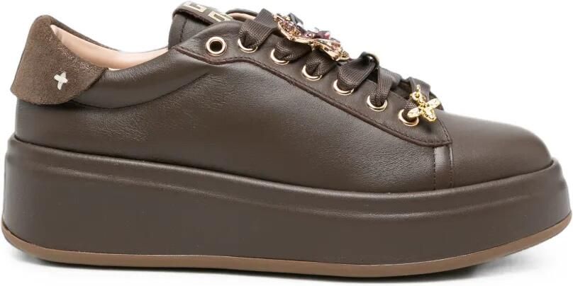 GIO+ 120 Olivia verfraaide leren sneakers Bruin