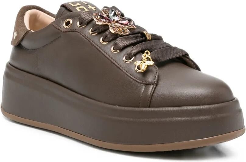 GIO+ 120 Olivia verfraaide leren sneakers Bruin - Foto 3