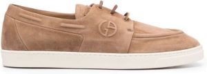 Giorgio Armani Bootschoenen met logo-reliëf Bruin