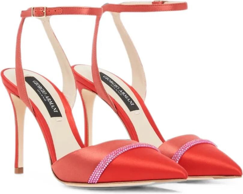 Giorgio Armani Court pumps verfraaid met kristallen en puntige neus Rood