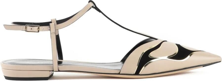 Giorgio Armani Leren ballerina's Beige
