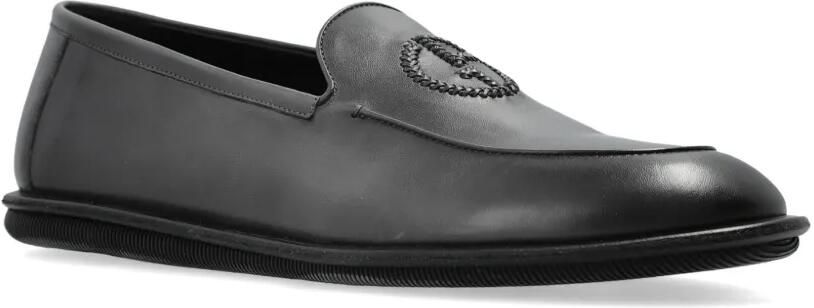 Giorgio Armani Leren loafers met geborduurd logo Zwart - Foto 5