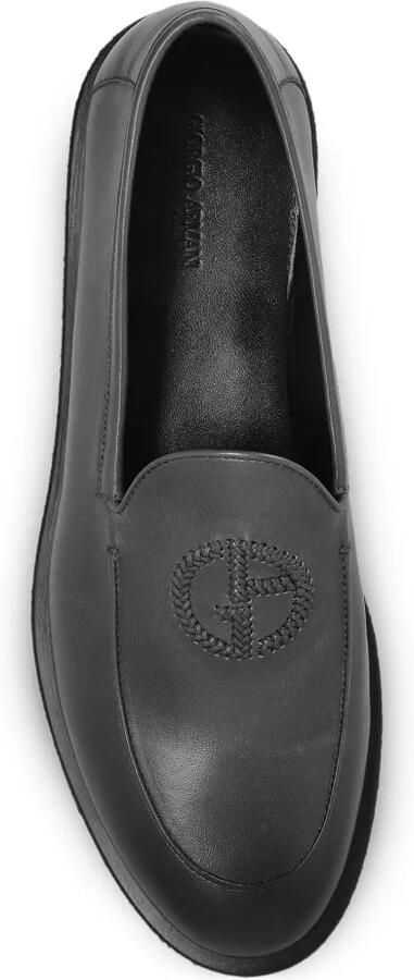 Giorgio Armani Leren loafers met geborduurd logo Zwart - Foto 3