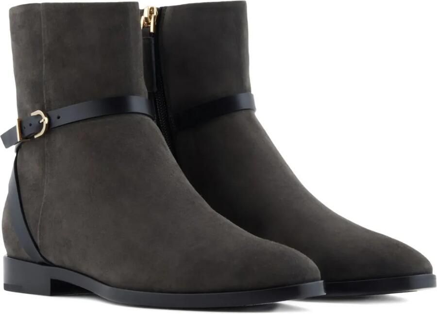 Giorgio Armani Suède enkellaarzen Grijs