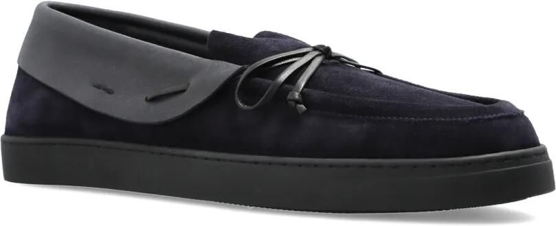 Giorgio Armani Suède loafers met strikdetail Blauw