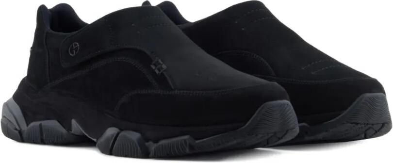 Giorgio Armani Suède slip-on sneakers Zwart
