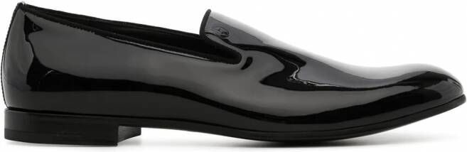 Giorgio Armani Glanzende loafers Zwart
