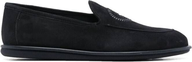 Giorgio Armani Loafers met geborduurd logo Blauw