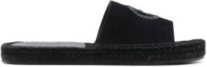 Giorgio Armani logo-embroidered slides Zwart
