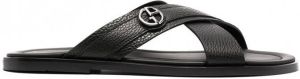Giorgio Armani Sandalen met logopatch Zwart