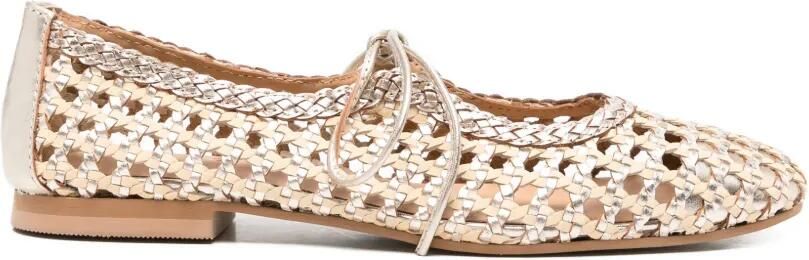 Gioseppo Geweven leren ballerina's Goud