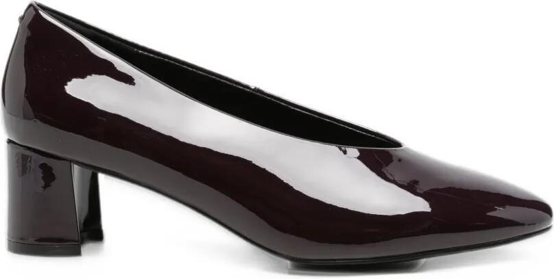 Gioseppo patent-finish block-heel pumps Rood