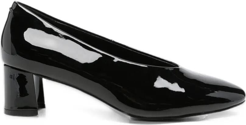 Gioseppo patent-finish block-heel pumps Zwart